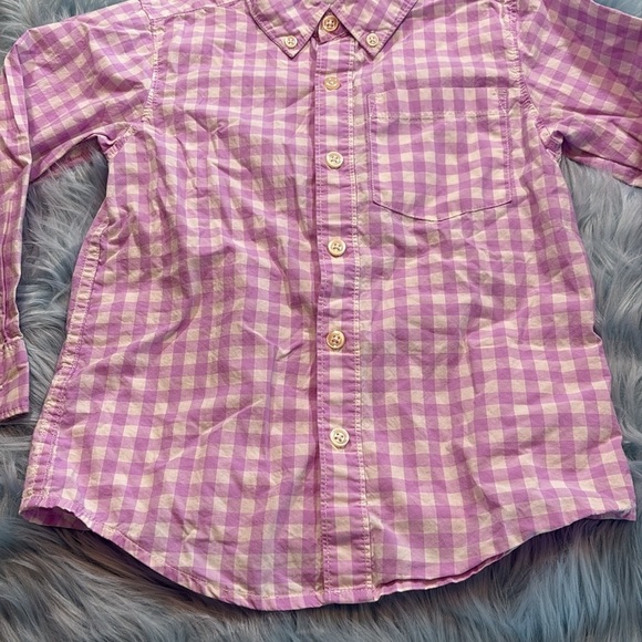 Carters Boys Light Purple White Plaid Pocket Button Down Shirt sz 5 - Picture 5 of 8